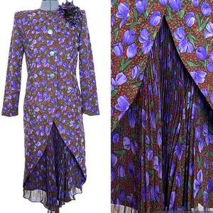 Vintage Saks Fifth Avenue Raul Blanco Formal Dress Flower Corsage Pin Pleats